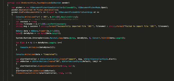 How To Pick A Document In Xamarin.iOS